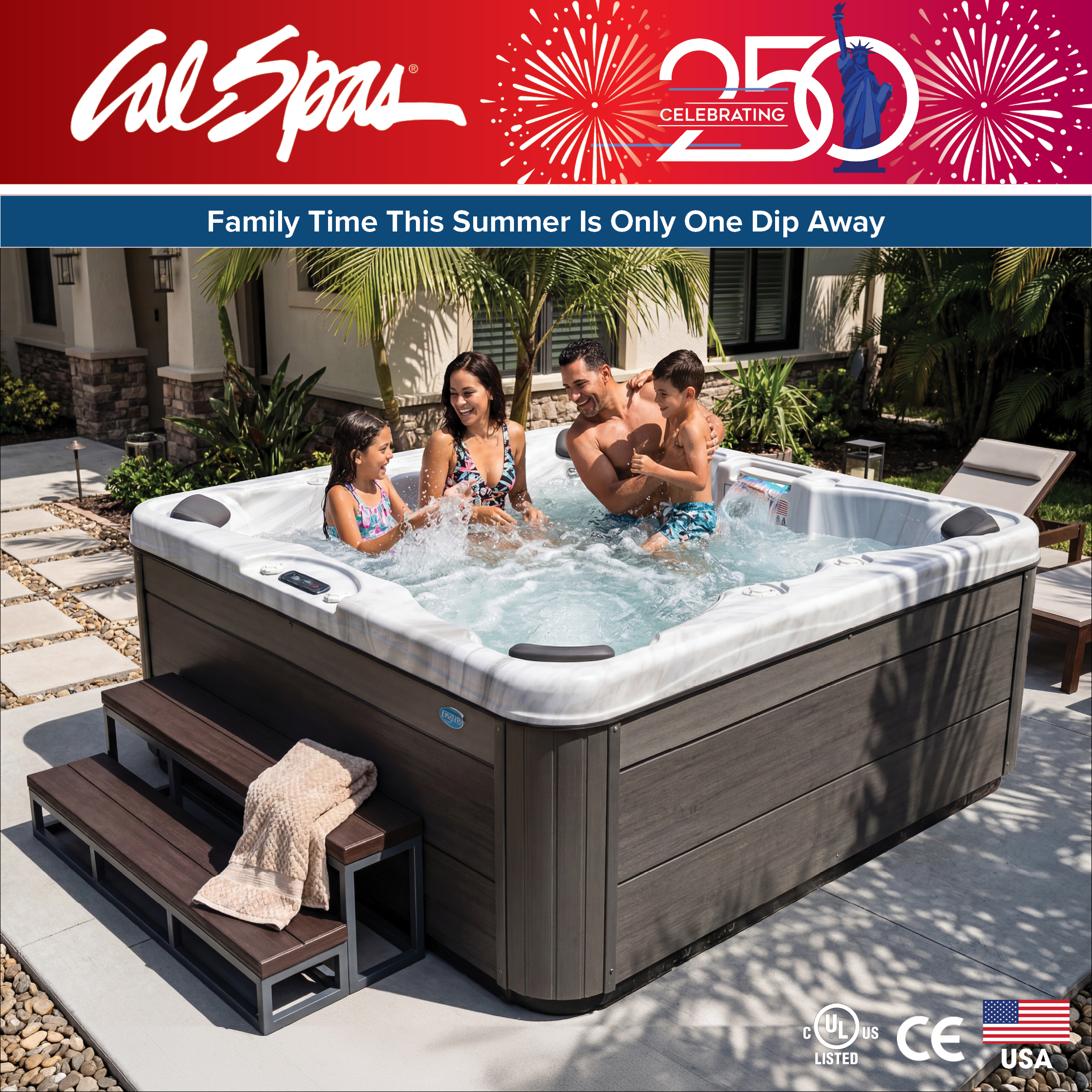 Calspas hot tub being used in a family setting - Northport